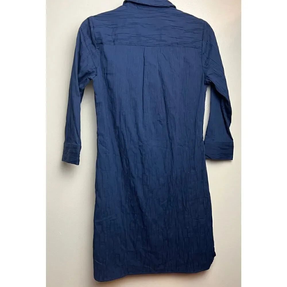 Foxcroft Navy Sloane Crinkle Mini Dress Sz. XS - Picture 6 of 8